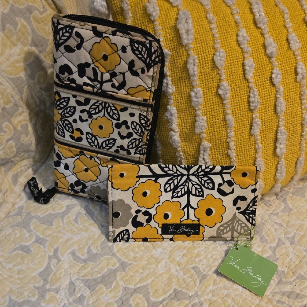 Vera Bradley Go wild Yellow Floral Wallet ,checkbook cover